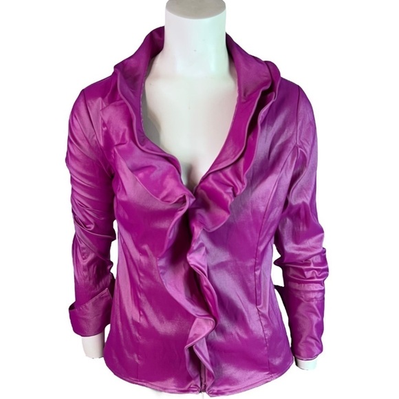 SAMUEL DONG LIGHT PURPLE METALLIC JACKET FROMT ZIPPER PURPLE JACKET WOMEN  SMALL - Picture 1 of 10